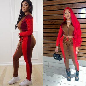 Burgundy brown tracksuit set small medium